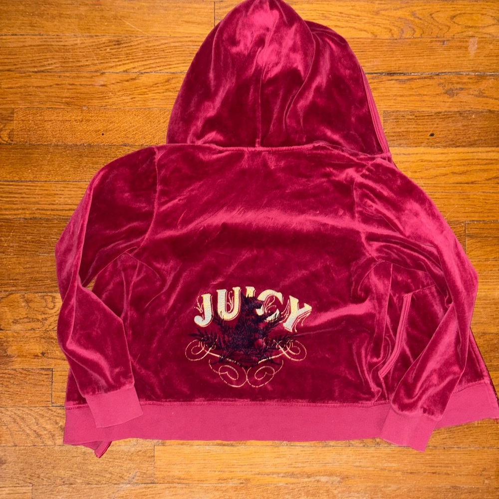 Juicy Couture Kids Velvet Hoodie - Rich Red